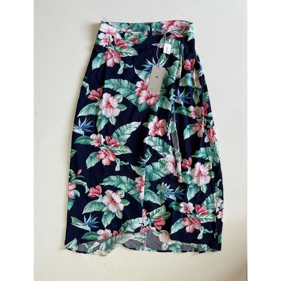 New! Tommy Bahama Floristic Approach Maxi Skirt Women's Size 8 Asymmetrical Hem - Picture 3 of 7